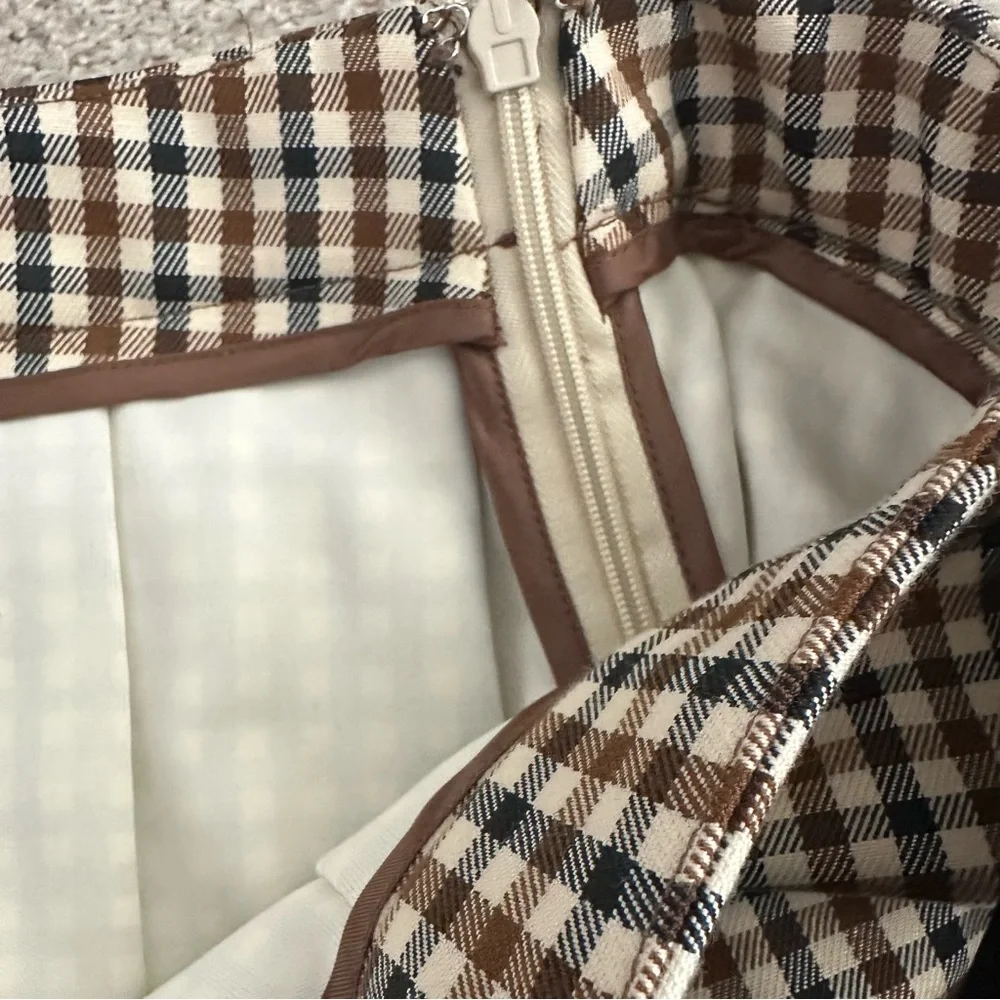 Moon River Double Belted Pleated Plaid Mini Skirt - Picture 9 of 9